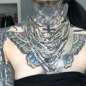 1970’s Vintage chainmail disco glam bib necklace